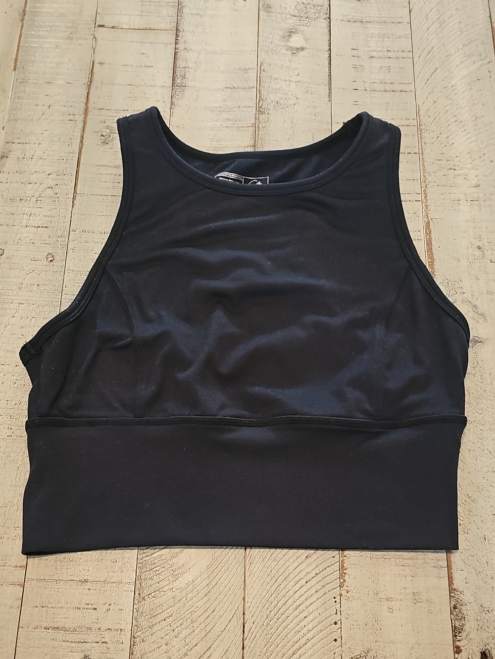 High Neck Black Athletic Crop Top